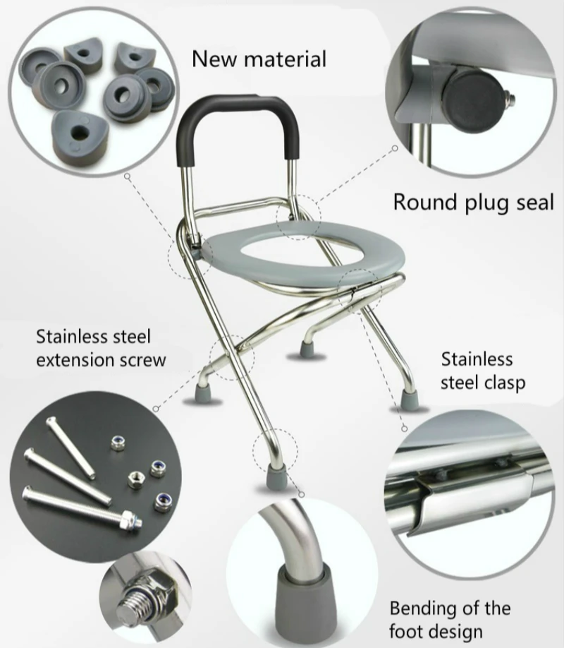 Домашний стул для пожилых людей со спинкой из нержавеющей стали, стул для кормления, Складной Безопасный стул для беременных женщин