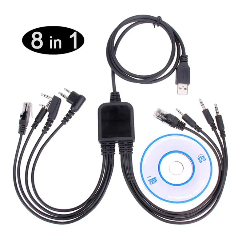 USB Кабель для программирования hobbyline C2102 Chip 8 в 1 с CD Baofeng Motorola AXU4100 AXV5100 Kenwood TYT QYT Radio