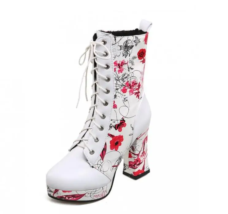 

Chinese Wind Printing Boots Women's Waterproof Platform Large Code A-3.