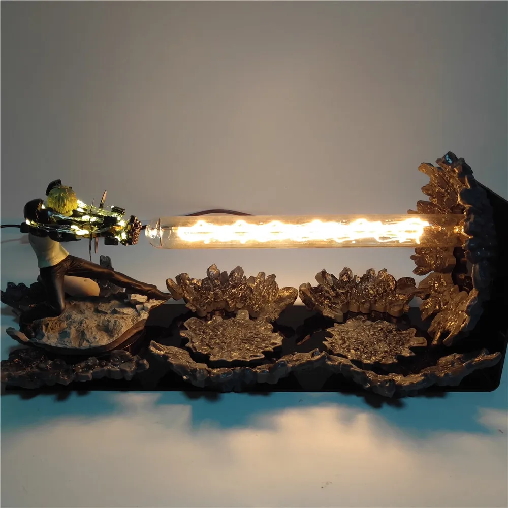 

One Punch Man Genos Anime DIY LED Table Lamp Incineration Cannon Scene Display One-Punch Man Action Figurine Toys Boys Gift