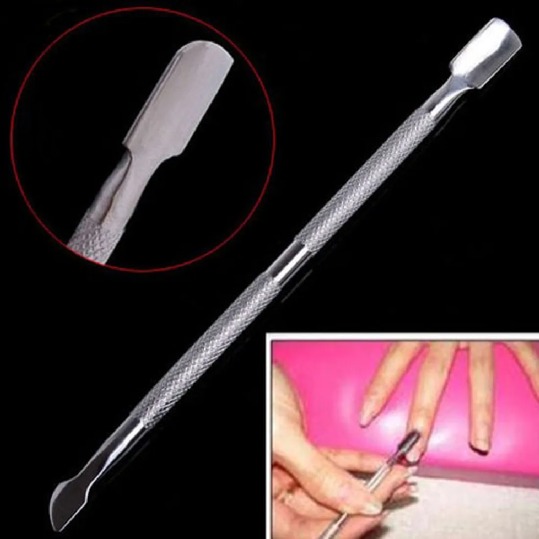 2019 New 1PC Silver New Stainless Steel Cuticle Pusher Cutter Pedicure