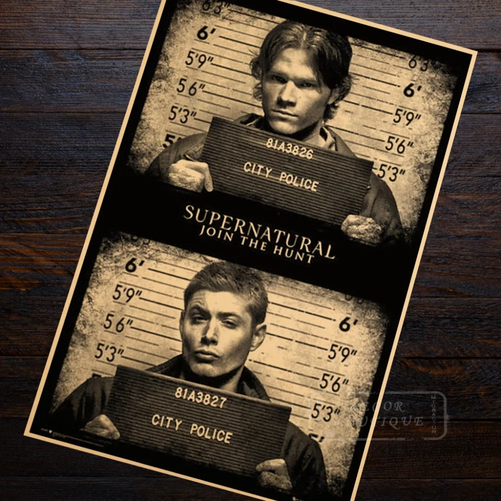 

Supernatural Mug Shots Poster Fantasy TV Vintage Retro Decorative DIY Wall Canvas Stickers Art Home Bar Posters Decor Gift