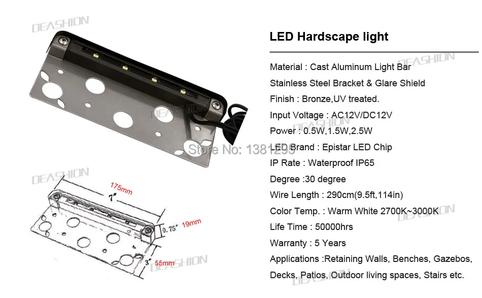 12 V AC DC мотор шестерни низкой Напряжение наружное светодиодное ландшафтное освещение Hardscape с ограничителем Подпорная стенка свет светодиодный свет бар монтажный кронштейн