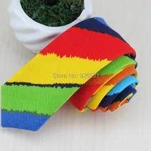 YIBO новая Акварельная картина стиль цветная полоска Лен Тонкий галстук хан издание популярного Мужчины Узкий галстук