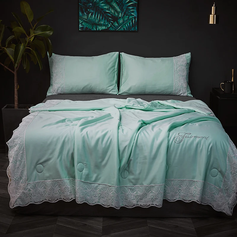 Европейский и роскошный, в американском стиле, tencel, летнее дышащее одеяло ручной работы, высококачественное одеяло с кружевной отделкой, одеяло# s - Цвет: A-shuilu