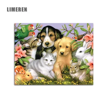 

Frameless Cat Dog Bird Parrot Painting By Numbers Rabbit Plant Grass Acrylic Paints