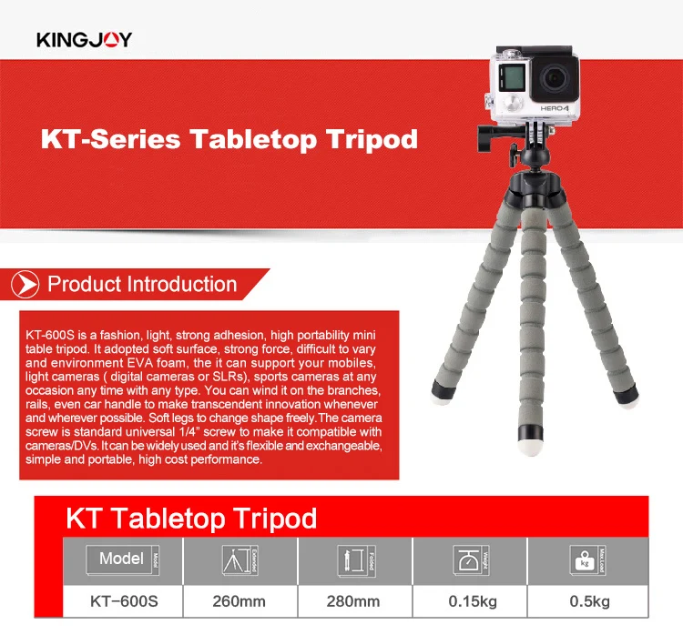 Kingjoy официальный KT-600S мини-штатив Осьминог Para Movil гибкий держатель мобильного телефона для телефона камеры смартфона Gopro стенд