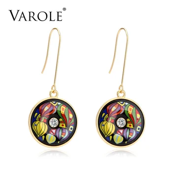 

VAROLE Fashion Woman Earrings Vintage Indian Drop Earrings for Women Painted Classic Bohemia Geometric Style Women's Earrings