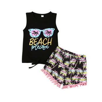 

Kids Toddler Girls Clothes Beach Seaside Vest Short Pants Baby Outfit Kids Sets Clothes Toddler Clothing Girls Boutique Clothing
