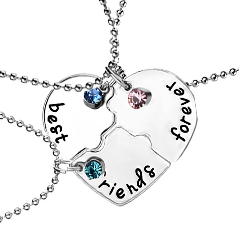 Best Friends Forever-collar con colgante de corazón de costura, de amistad de de tres colores, regalo para pareja, 3 piezas por juego _ - AliExpress