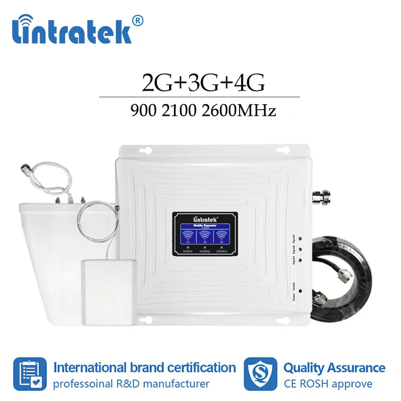 

Lintratek 2G 3G 4G Cellular Booster Signal GSM UMTS 900 LTE 1800 2600 Mobile Cell phone Signal Repin 4g lAmplifier for set s6
