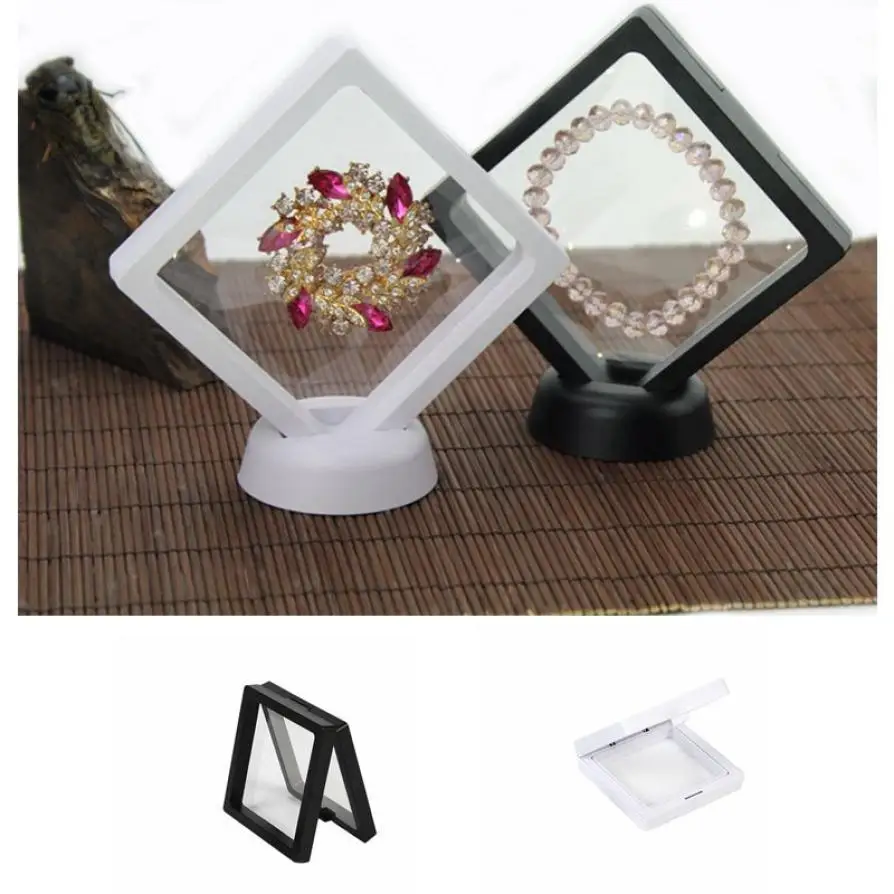 

Plastic Jewelry Box Clear Jewelry Suspended Coins Floating Jewelry Display Stand Case Holder Easy Use #2o0518