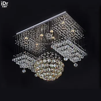 

Modern New living room restaurant lights LED crystal lamp rectangular hall lights suspension wire Chandeliers 90-260V