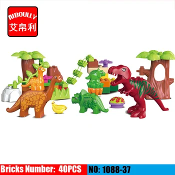 

40pcs/set Dino Valley Building Blocks Large particles Dinosaur Paradise Animal Model toys Duploe