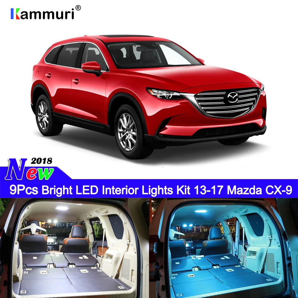 KAMMURI 9 шт. Ошибок Белый светодиодный внутренний светильник комплект для Mazda CX-9 CX9 2013 светодиодный внутренний светильник