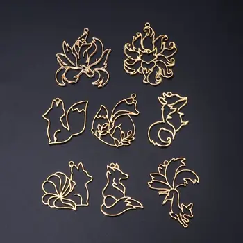 

8Pcs Gold Fox Animal Pendant Open Bezel Setting UV Resin Frame Jewelry Making