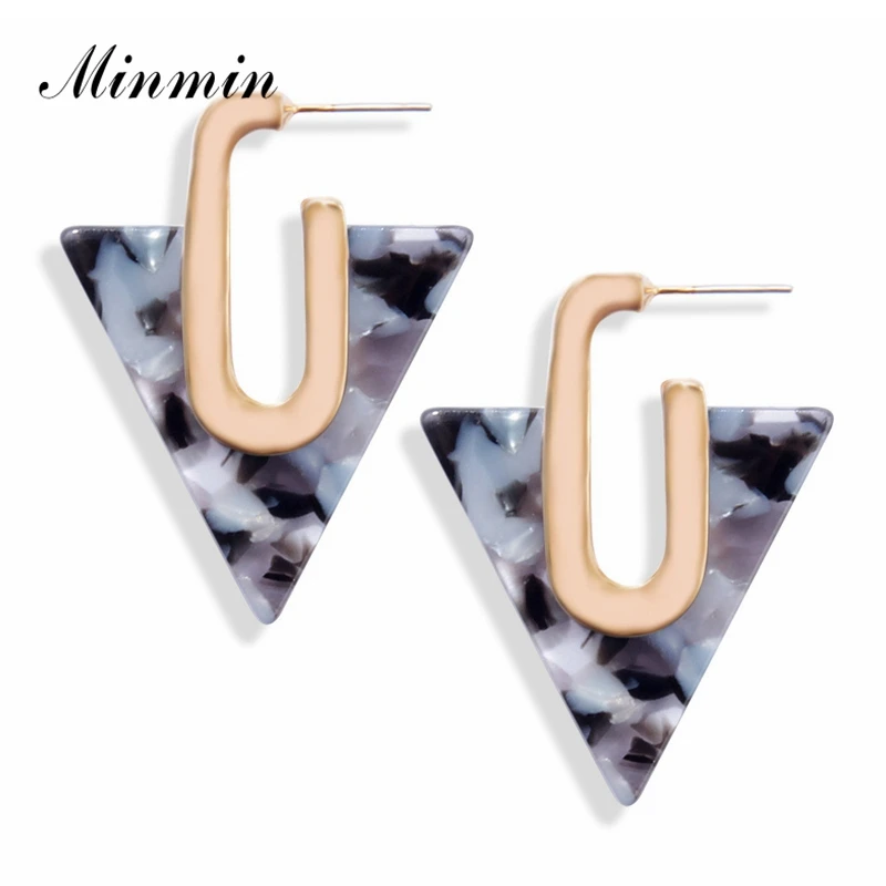 

Minmin Brand Designer Multicolor Resin Hoop Earrings for Women 2019 Korean Big Geomrtric Earrings Fashion Jewelry Female MEH1402