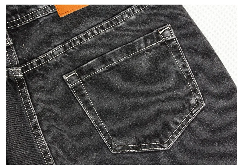 LOGAMI High Waist Straight Jeans Woman Casual Boyfriend Jeans For Women Denim Pants Dark Grey