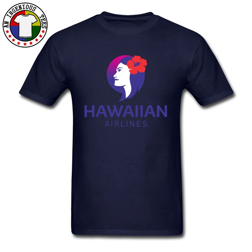 Hawaiian Airlines Gift Lovers Day 100% Cotton Crew Neck Male Tops T Shirt Funny T-Shirt Prevailing Short Sleeve Top T-shirts Hawaiian Airlines navy