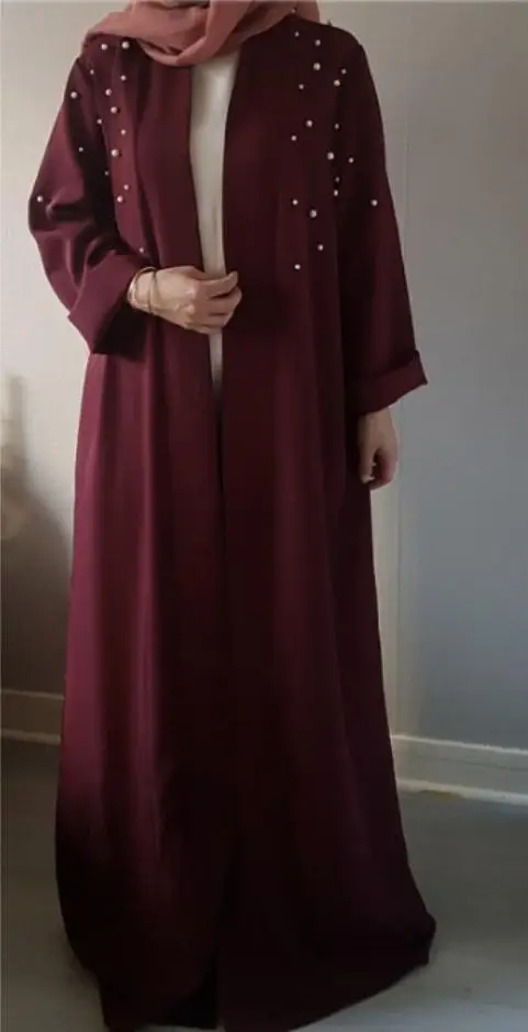 6 цветов Новинка 2018 года взрослых повседневное бисер мусульманская одежда Дубай модная мусульманская абайя платье кружево халаты арабский
