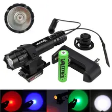 5000Lm White/Red/Green/Blue LED Bike Light +Red Dot Laser Sight Scope+ Battery +Charger+Press Switch