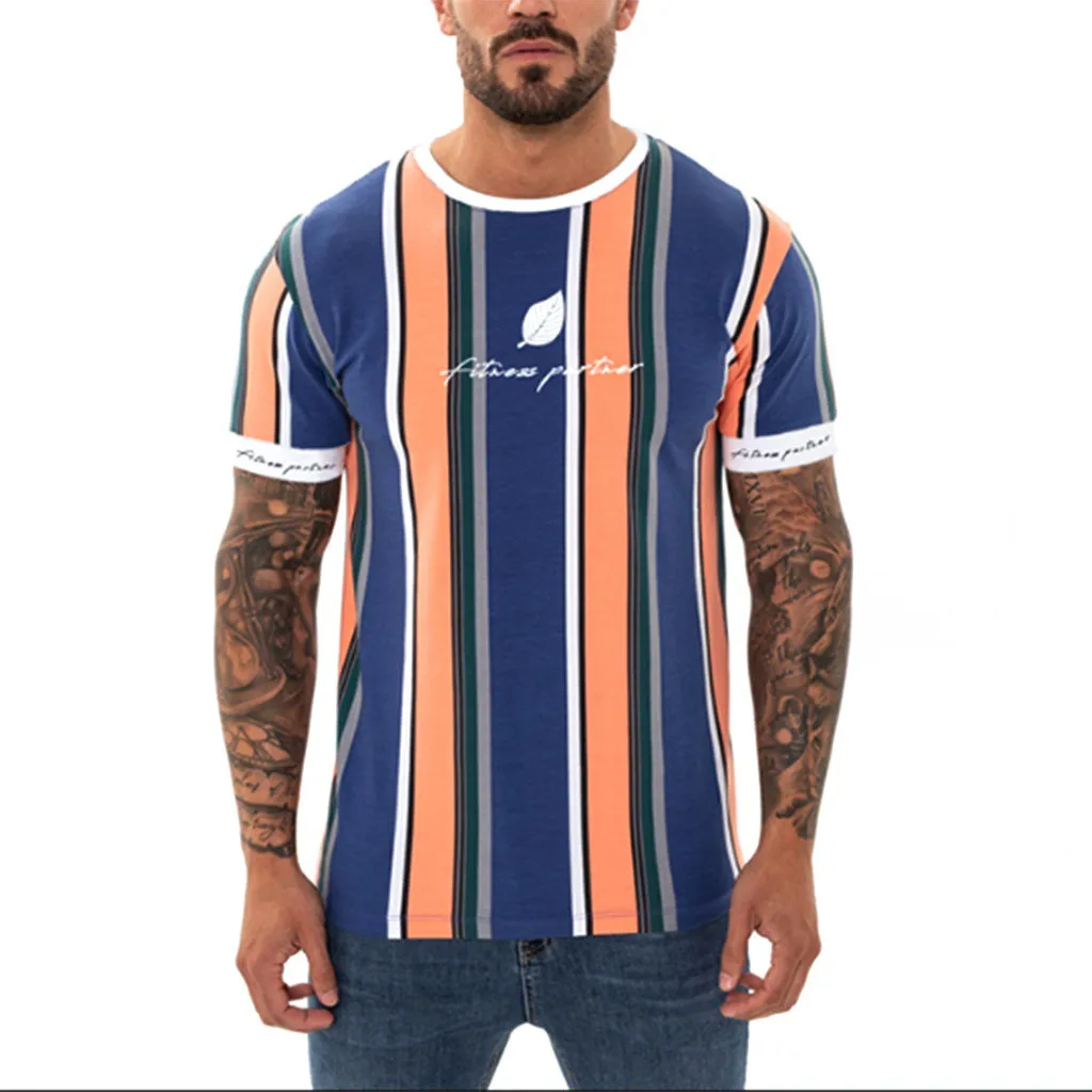 

Men's Summer New Style Fashion Fitness Short Sleeves Letter Printing Blouse Top Print Pattern Type High Quality June 18