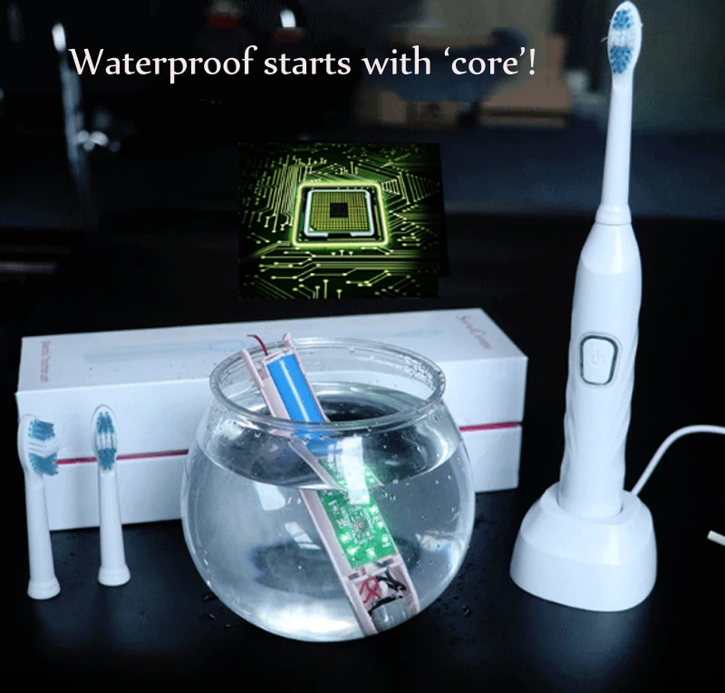 Escova de Dentes Adulto à Prova Escovas de Dentes com 3pcs Nova Ultra Sonic Elétrica Vibração Sonora Dusb Água Carga Usb Cabeças Substituição 7 carga usb escovas de dentes com 3pcs cabeças substituição