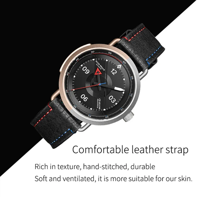 

Reef Tiger/ New Design Simple Watch Men Leather Strap Mechanical Waterproof Military Automatic Watches montre homme+gift RGA9055