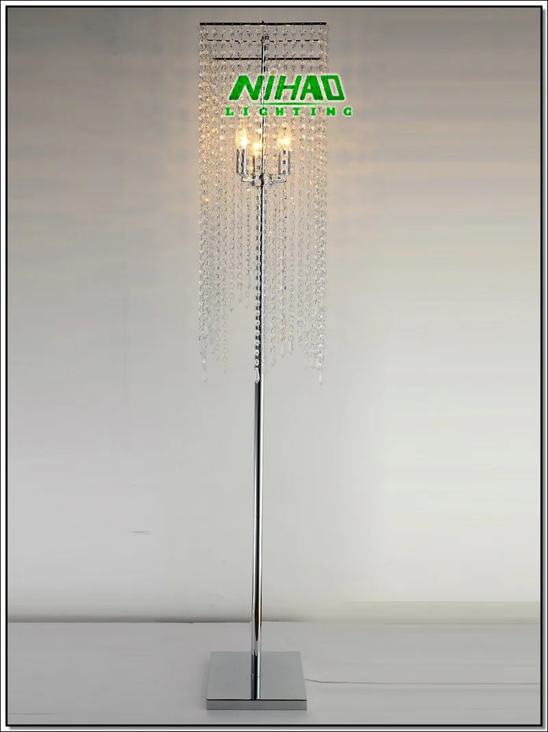 Современный роскошный хрустальный торшер популярный хромовый прозрачный кристалл напольная подставка освещение E14 лампа для кабинета гостиной FL10008