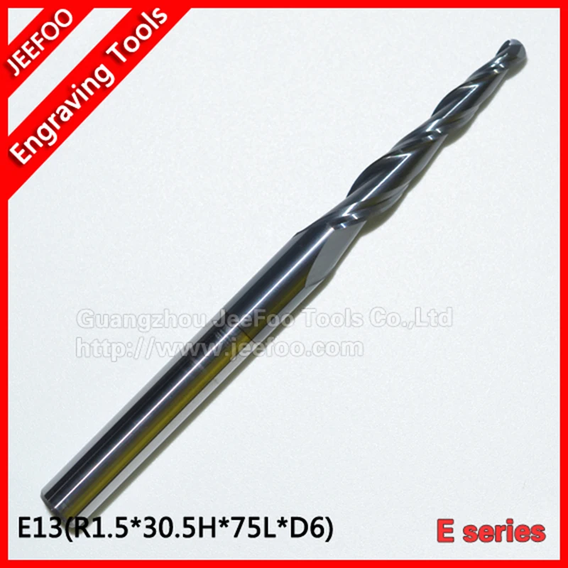 

R1.5*30.5H*D6*75L*2F Tapered Ball Nose Bits E Series