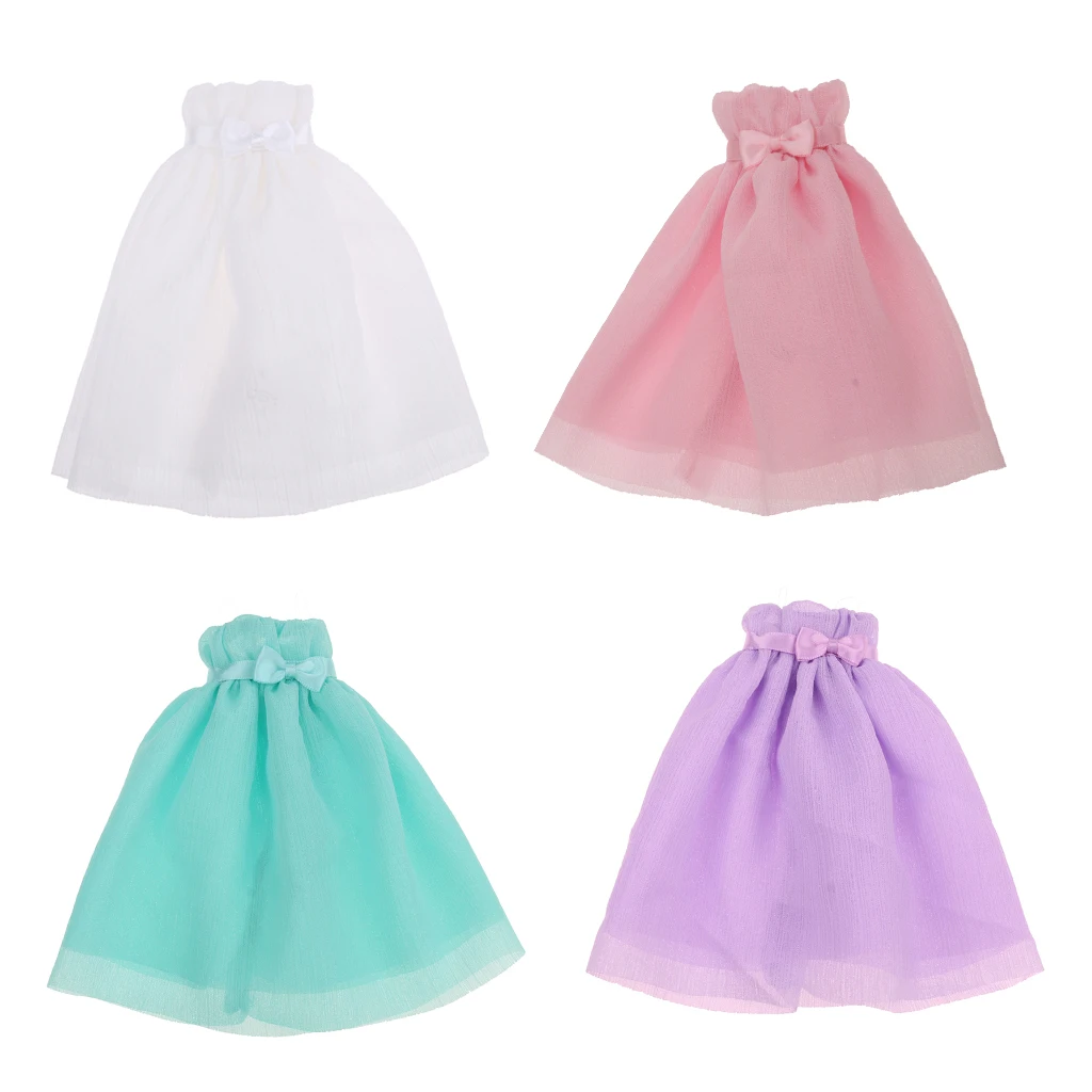 4 Pieces 1/6 Scale Chiffon Strapless Dress Skirt for Blythe Azone Licca Doll