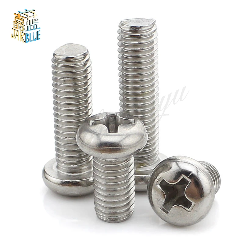 50Pcs M3 Stainless Steel Phillips Screws Cross Round Head M3 Screw