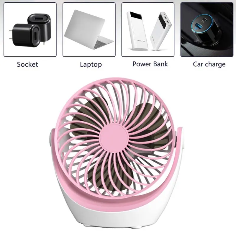 Dc 5V 2.5W USB Mini Fans Portable Creative Pc Laptop Silent Desk for Gadget,Pink