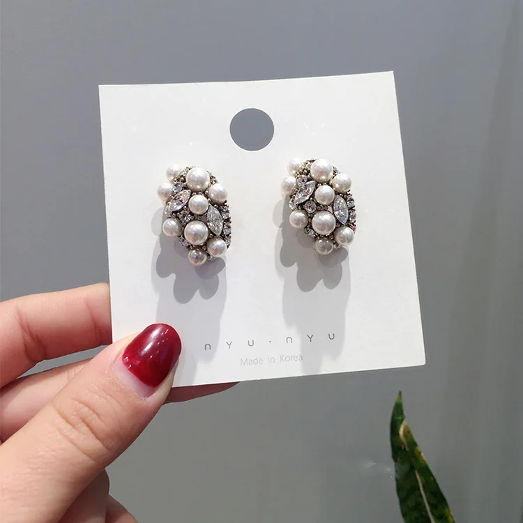 

MENGJIQIAO 2019 Korean New Vintage Baroque Simulated Pearl Crystal Stud Earrings For Women Elegant Jewelry Oorbellen Girls Gifts