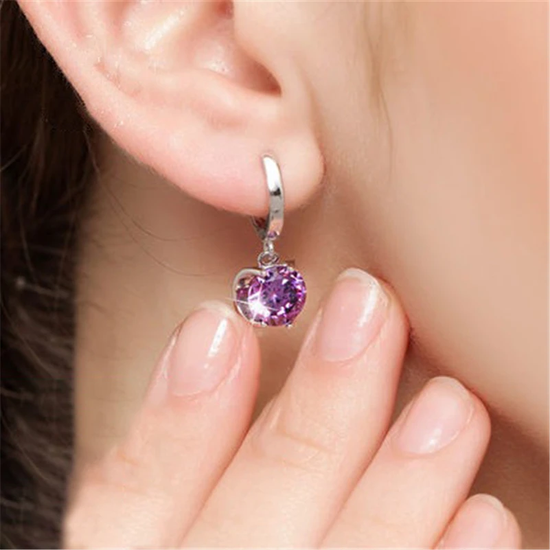 Серьги из стерлингового серебра S925 Элегантные Имитация рубина Висячие серьги