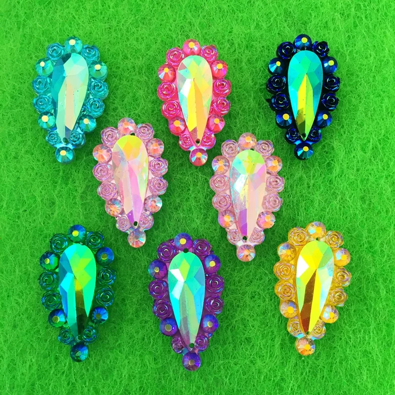 16*28mm 30pcs Crystals Water drop Flatback Resin Rhinestones Stone