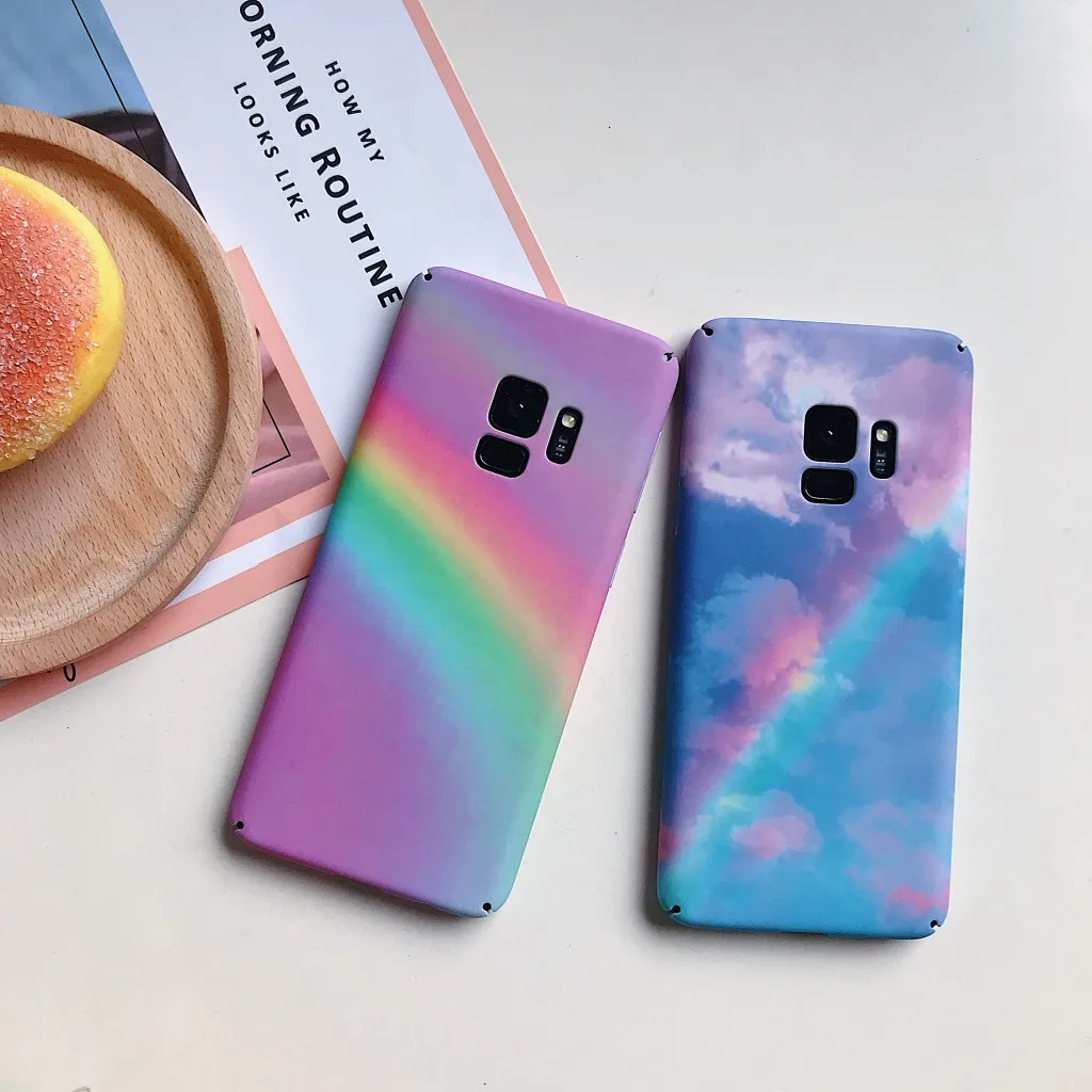 Цветастые ПК Радуга чехол для samsung S7 Edge S8 S9 Plus Ultra Slim Жесткий PC полное покрытие