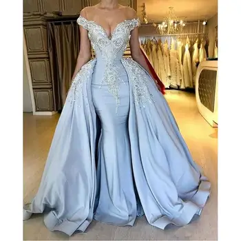 

New Arrival Mermaid Evening Dresses Detachable Skirt 2020 vestidos de fiesta de noche Off The Shoulder Formal Prom Gowns