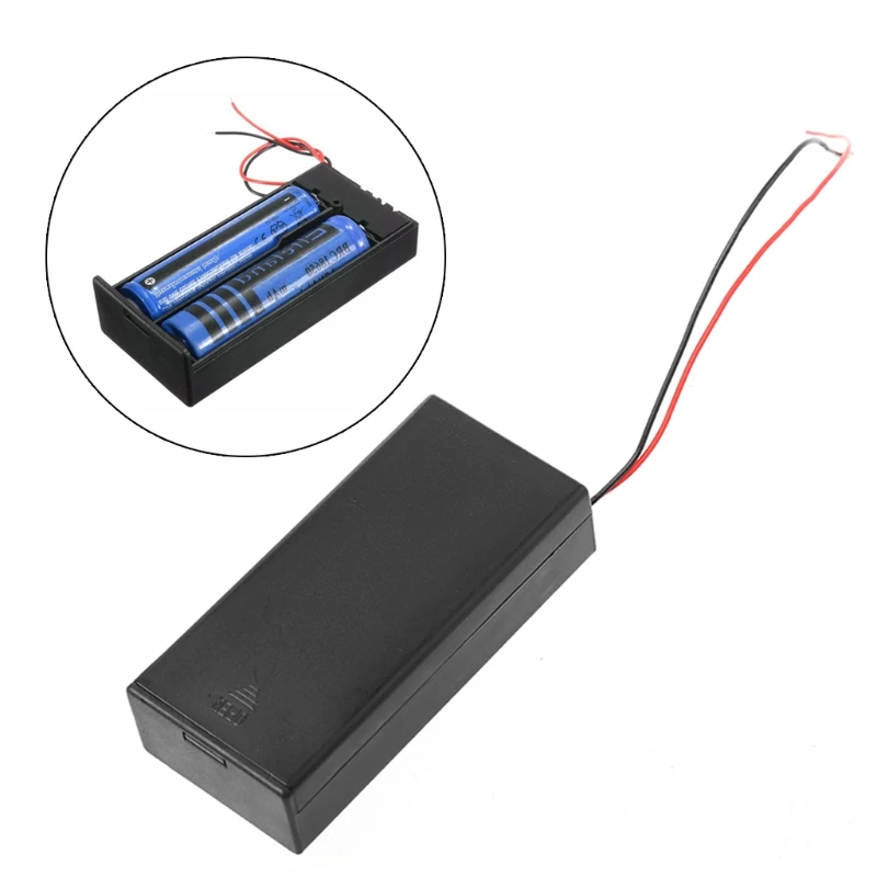 

2pcs 3.7V 2x 18650 Battery Holder Box Storage Case Container With Cable ON/OFF Switch
