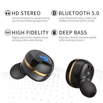 

Mini Wireless Earphone TWS In-ear Waterproof Stereo Sports Bluetooth Earbud with Charging Pod