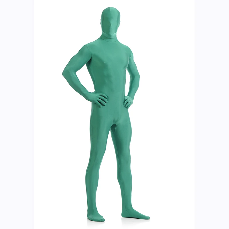 Mens Second Skin Green Bodysuit Full Body Lycra Fancy Dress Party Costume New 