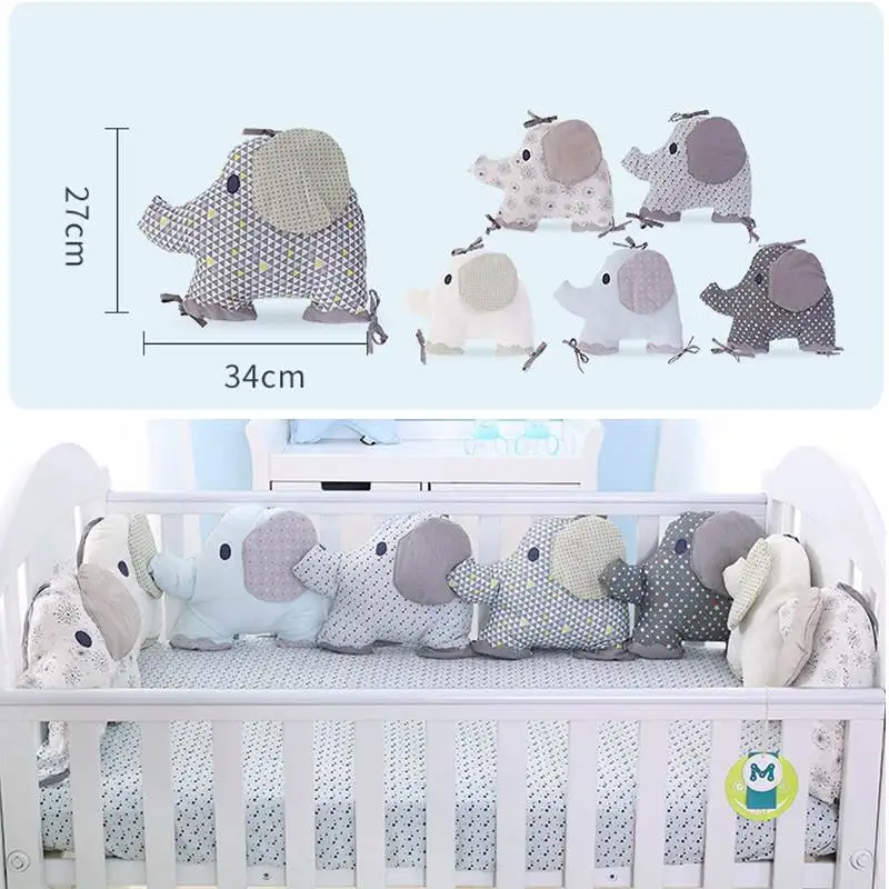 Детская кровать бампер подушка хлопок мультфильм слон детская кроватка бампер мягкие детские постельные принадлежности вокруг протектор украшение комнаты 6 шт./компл