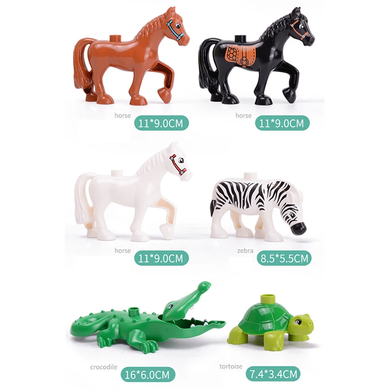 5Pcs-50pcs DIY Big Size Farm Dinosaur Animal Series Building Blocks Sets Bricks Compatible with Duploe Toys  for children  (10)