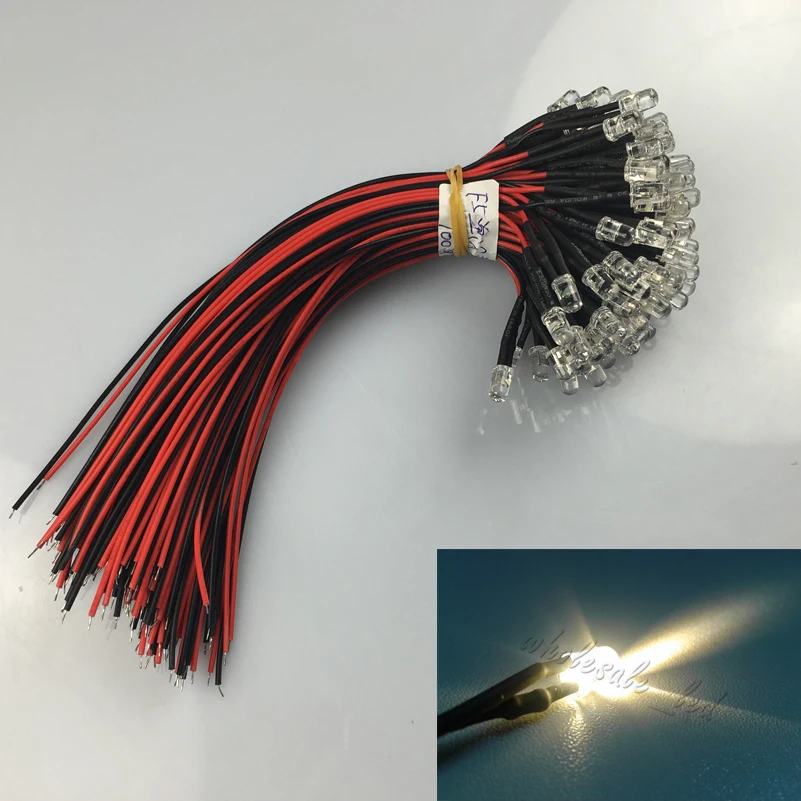 20pcs 18cm Pre Wired 5mm LED Light Lamp Bulb Prewired Emitting Diodes