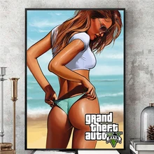 

GTA 5 Game Poster Grand Theft Auto V Video Wall Art Canvas Posters And PrintsPaintings For Living Room Wall Unframed