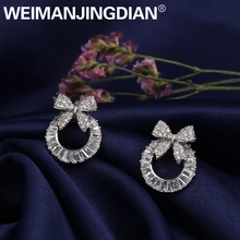 WEIMANJINGDIAN марки Cubic Zirconia фианит, циркон, кристалл Starburst, серьги со шпилькой, для Для женщин в серебряное или золотое Цвета