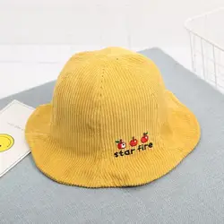 2019 Вельветовая сумка с буквами шляпа для рыбалки шляпа уличная дорожная шляпа солнцезащитная Кепка Детские шапки для мальчиков и девочек 115