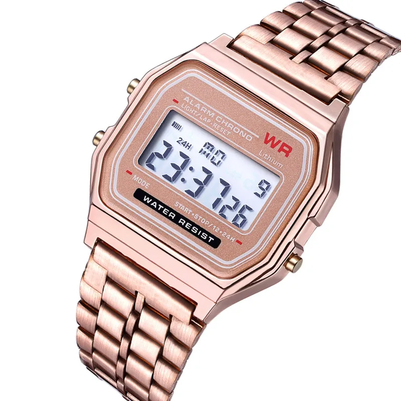 Золотые мужские креативные часы Топ бренд класса люкс светодиодный цифровые часы мужские модные черные розовые золотые часы Saat Relogio Masculino 405 - Цвет: Розовый