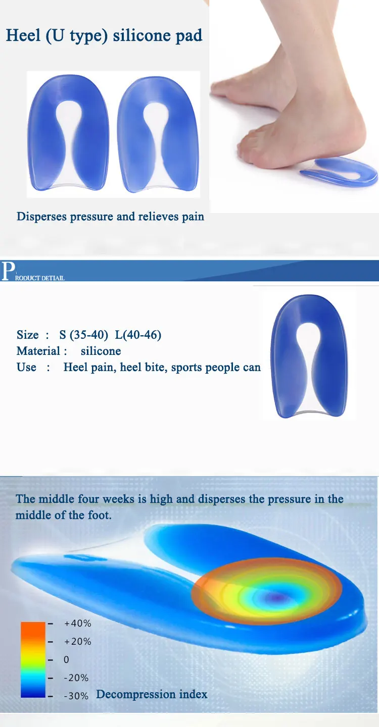Боль в ногах силиконовый гель u-образный подошвенный фасциит защита на пятке пяточная шпора Подушка ортопедические стельки для мужчин и женщин