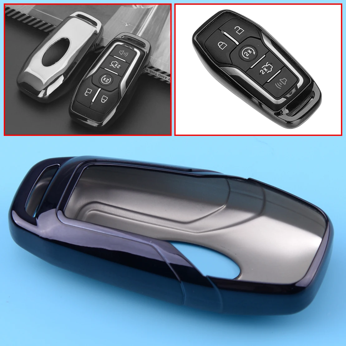 

CITALL Black TPU Car Remote Key Cover Fob Case Shell Fit For Ford Fusion Explorer F150 Edge Mustang Lincoln MKZ MKC MKX 2016